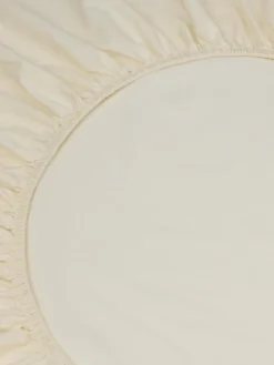Mindful Cream Washed Cotton Percale Fitted Sheet