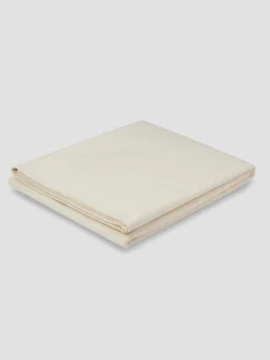 Mindful Cream Washed Cotton Percale Flat Sheet
