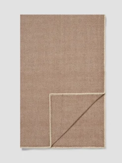 Mocha Herringbone Wool Blanket