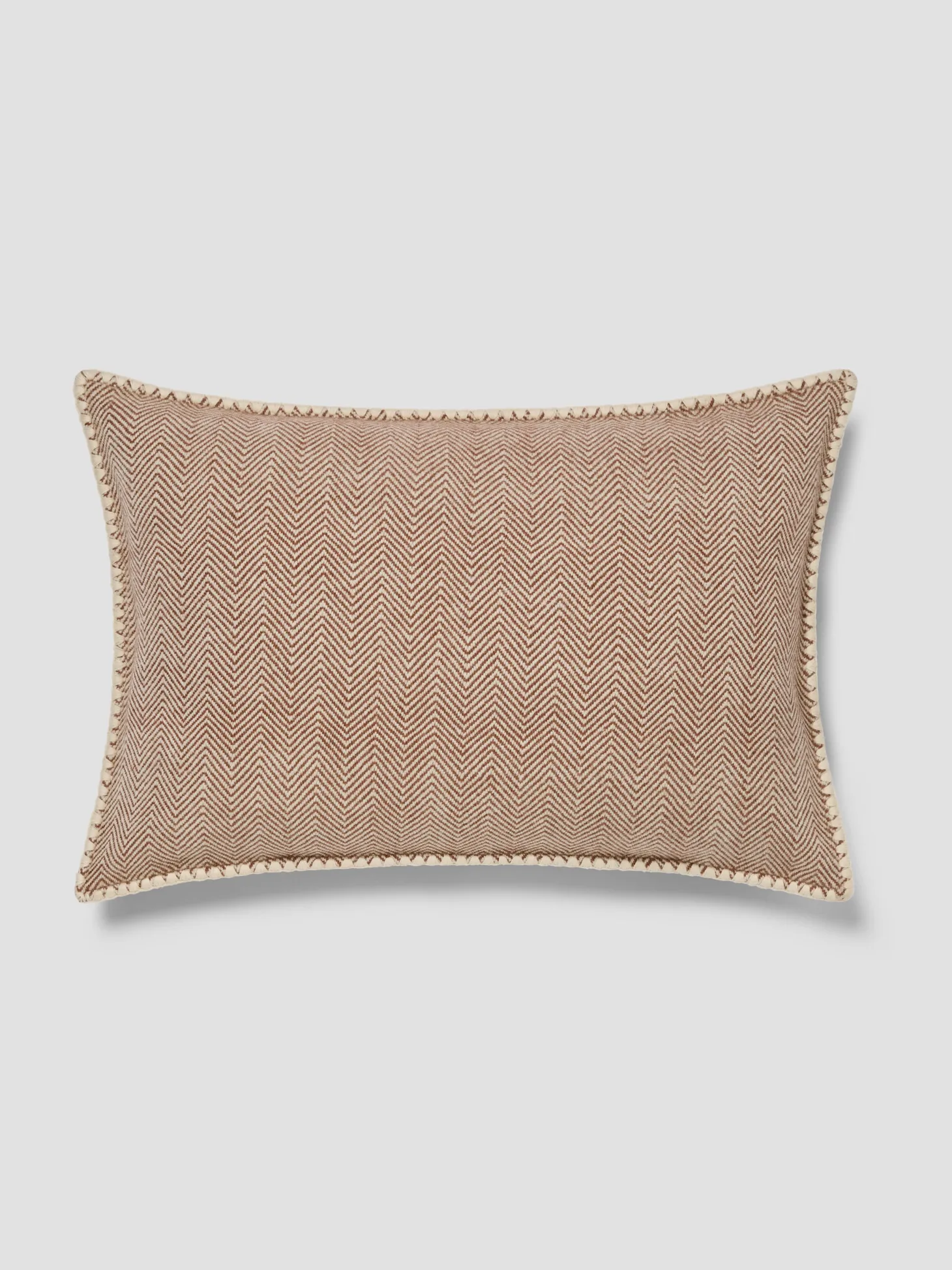 Mocha Herringbone Wool Rectangle Cushion Cover
