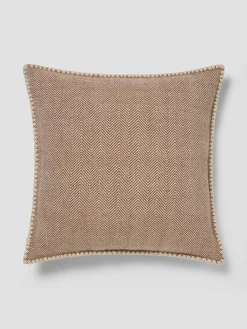 Mocha Herringbone Wool Square Cushion Cover