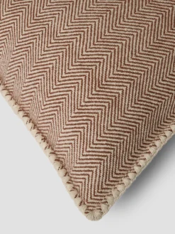 Mocha Herringbone Wool Square Cushion Cover