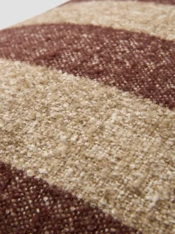 Mocha & Oatmeal Wide Stripe Wool Rectangle Cushion Cover