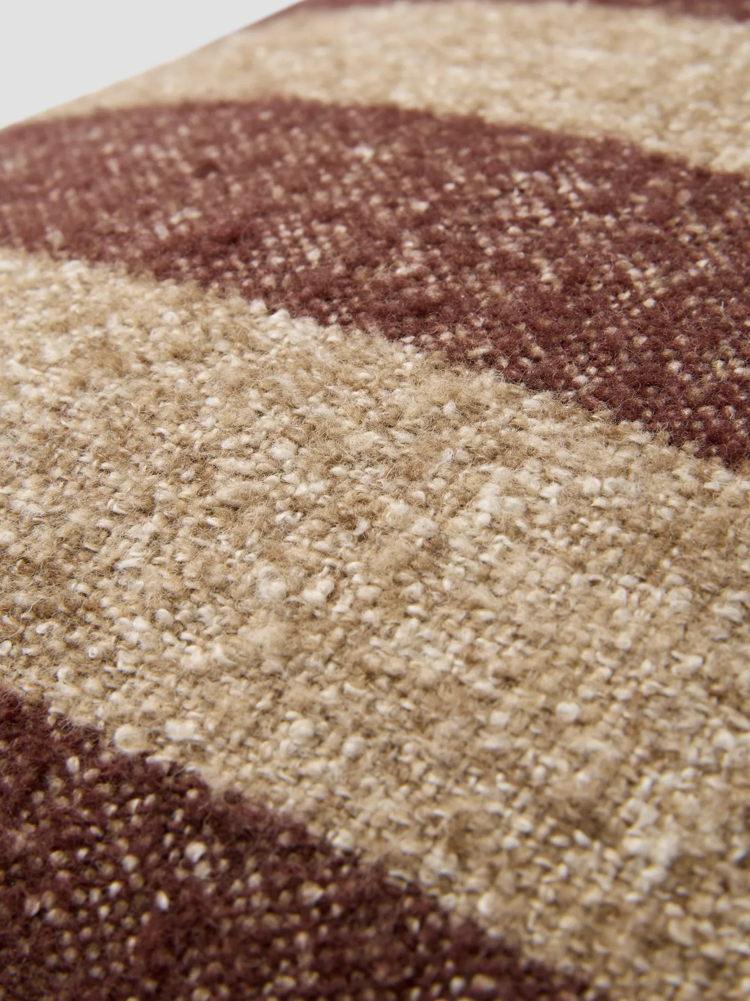 Mocha & Oatmeal Wide Stripe Wool Rectangle Cushion Cover