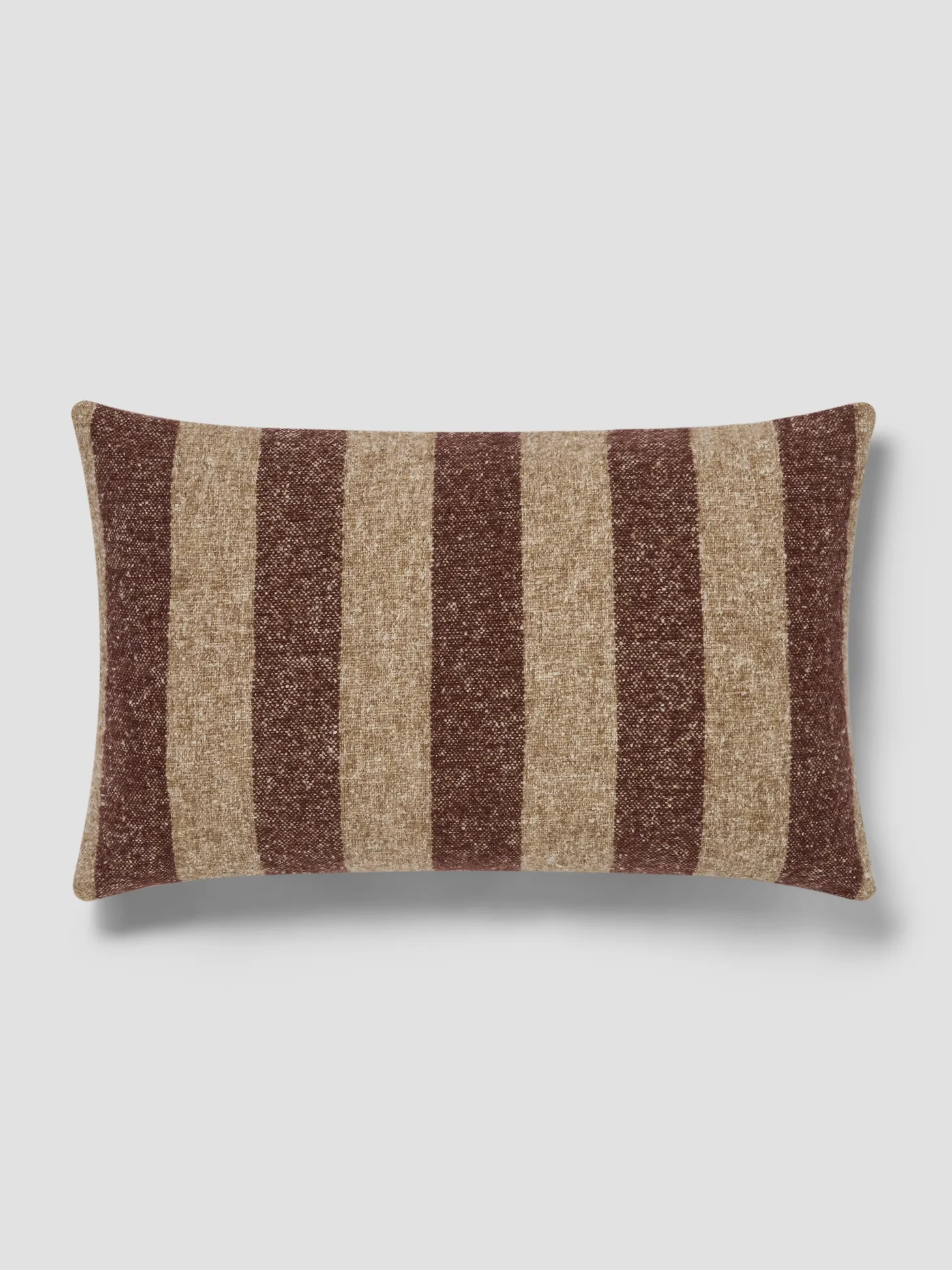 Mocha & Oatmeal Wide Stripe Wool Rectangle Cushion Cover