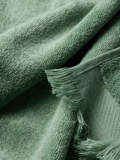 Moss Green Fringe Edge Cotton Towels