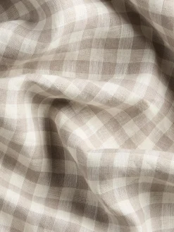 Mushroom Gingham Linen Blend Duvet Set