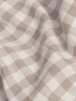 Mushroom Gingham Linen Blend Sheet Set