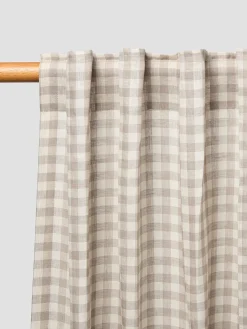 Mushroom Gingham Linen Blend Curtains (Pair)
