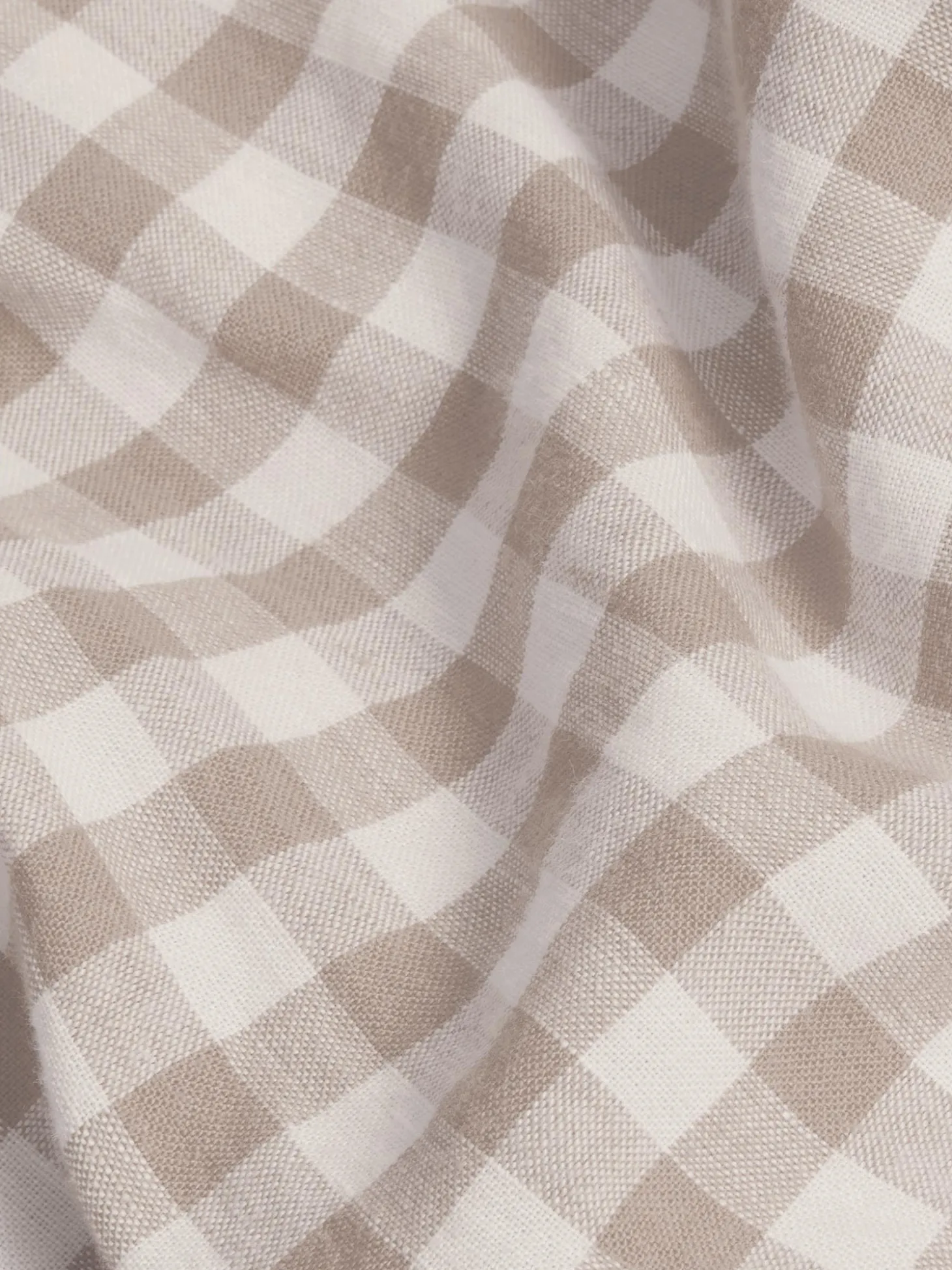 Mushroom Gingham 100% Linen Duvet Cover