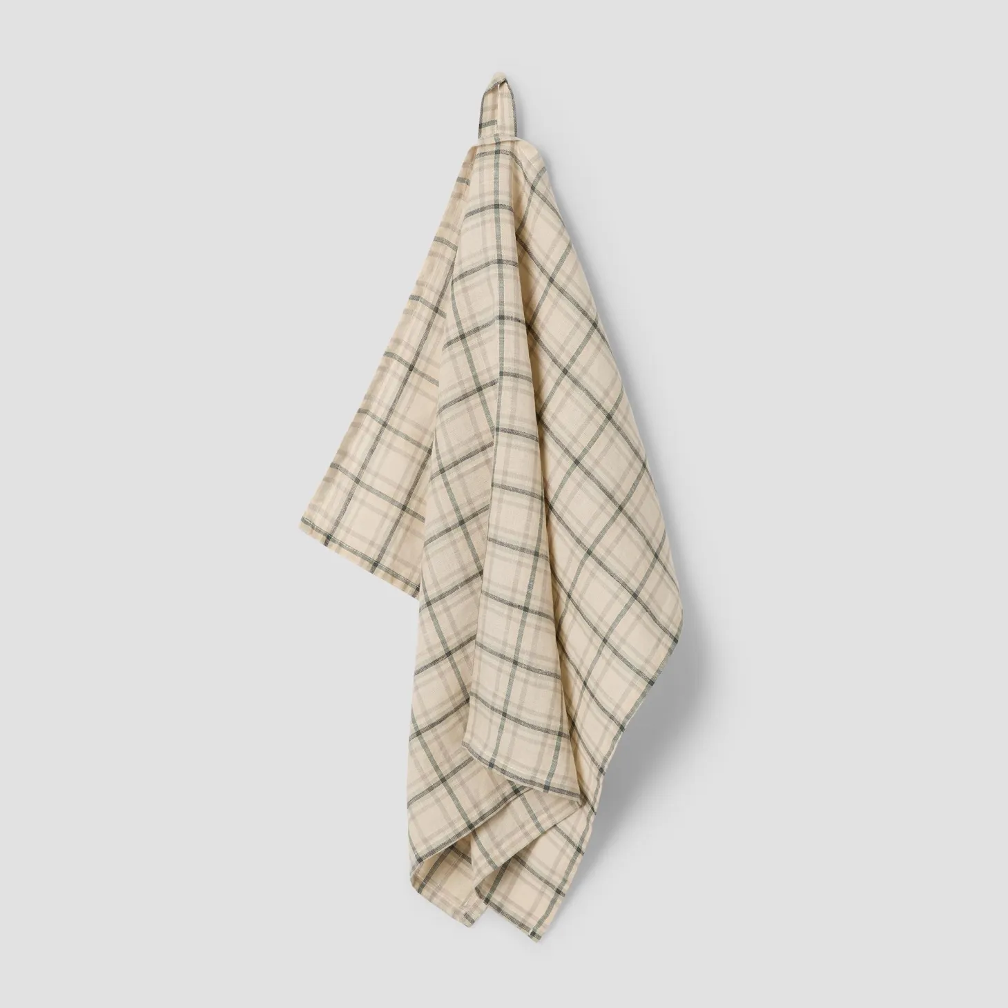 Natural Plaid 100% Linen Tea Towel