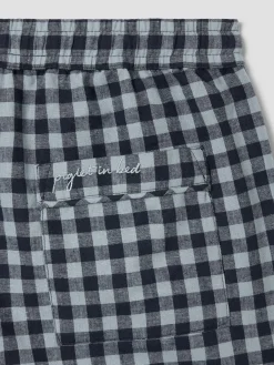 Navy & Sky Blue Gingham Linen Blend Pants