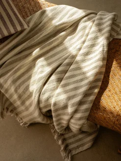 Oatmeal Pembroke Stripe Wool Throw