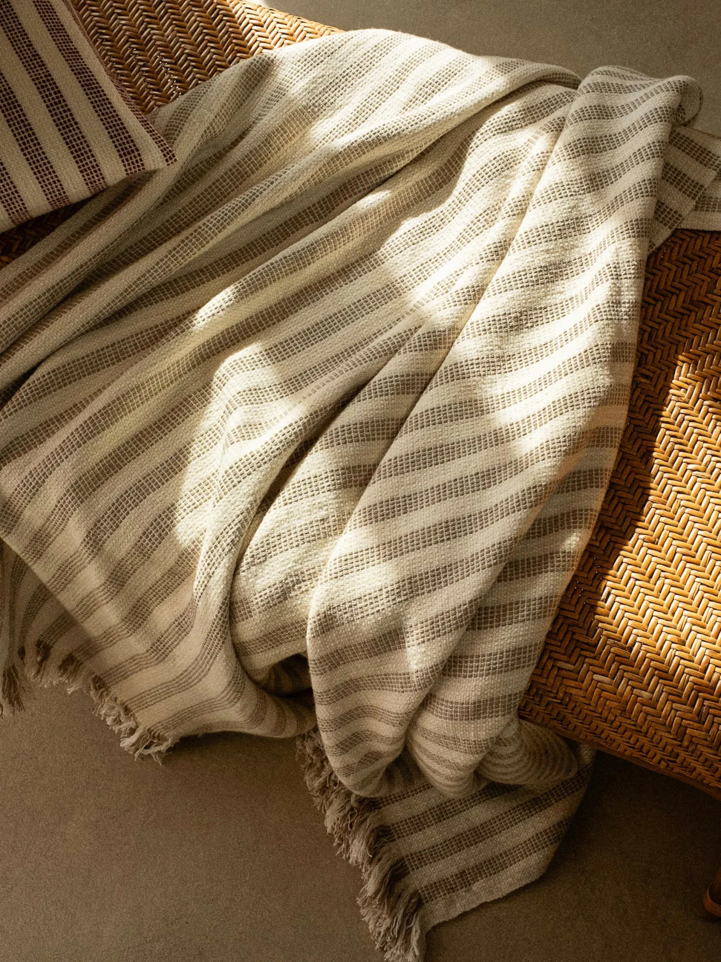 Oatmeal Pembroke Stripe Wool Throw