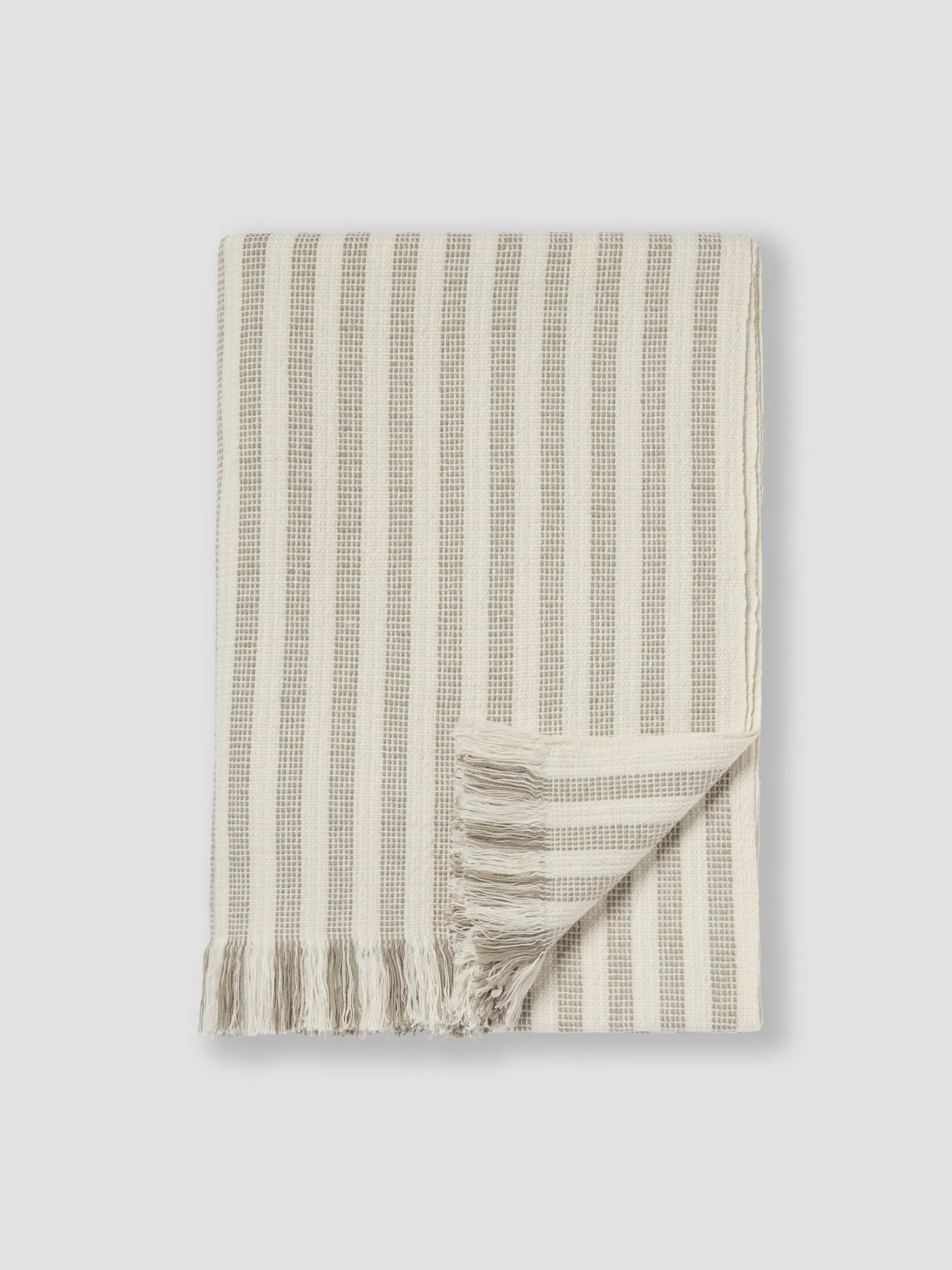 Oatmeal Pembroke Stripe Wool Throw