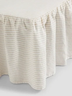 Oatmeal Stripe 100% Linen Bed Skirt