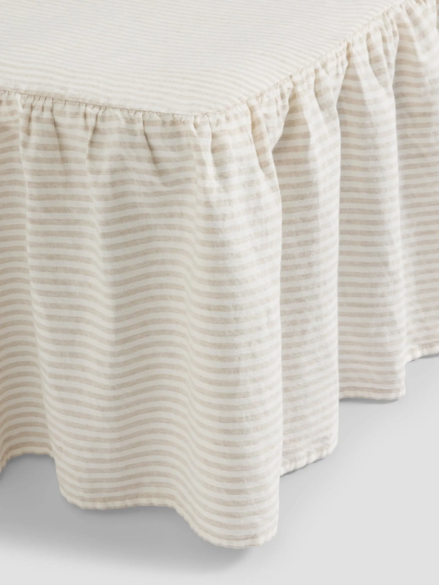 Oatmeal Stripe 100% Linen Bed Skirt