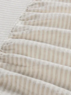 Oatmeal Stripe 100% Linen Bed Skirt