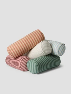 Oatmeal Stripe Linen Blend Bolster Filled Cushion