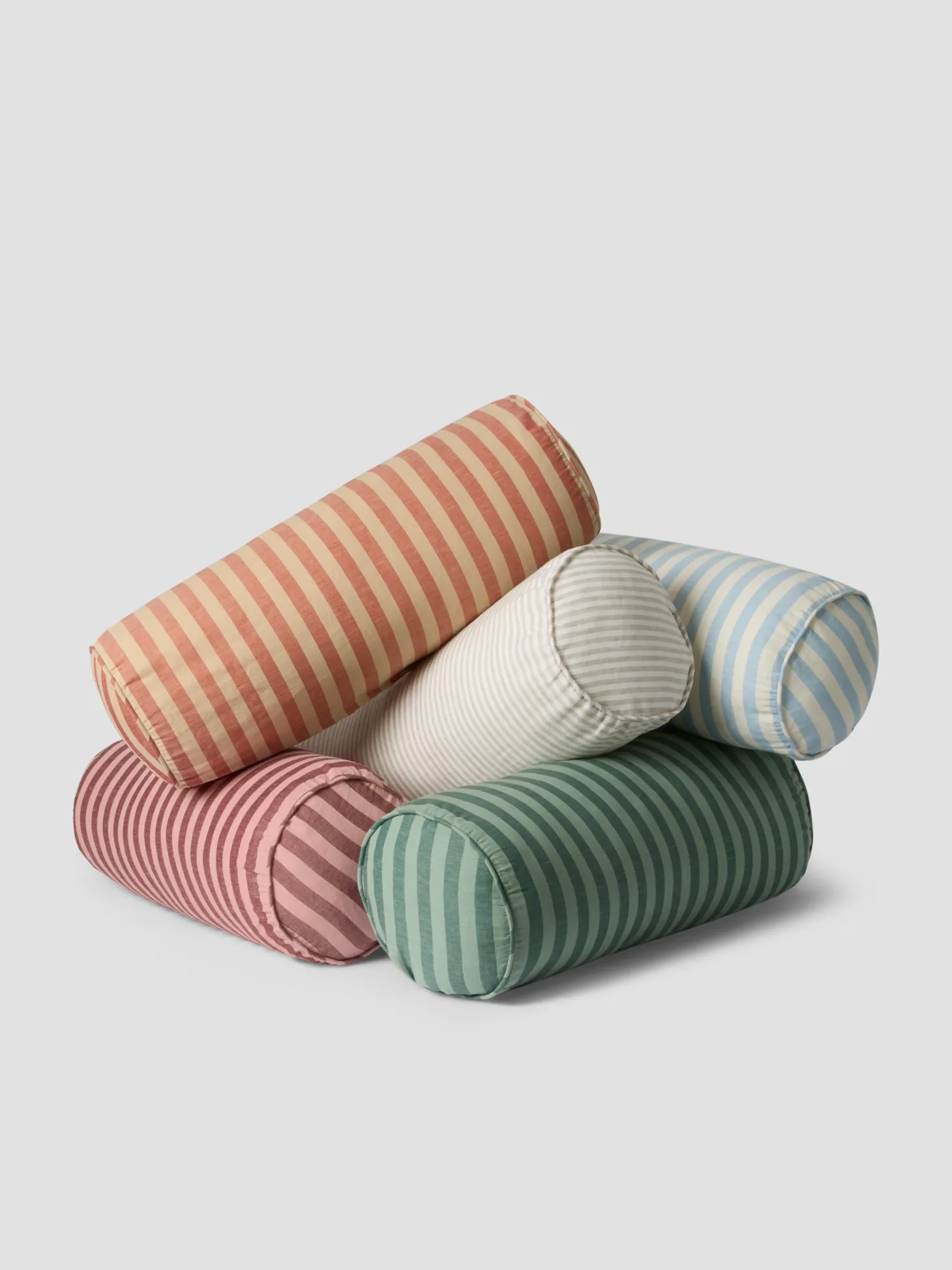 Oatmeal Stripe Linen Blend Bolster Filled Cushion