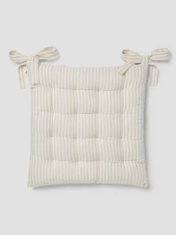 Oatmeal Stripe Linen Blend Seat Pad