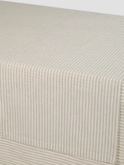 Oatmeal Stripe Linen Blend Table Runner