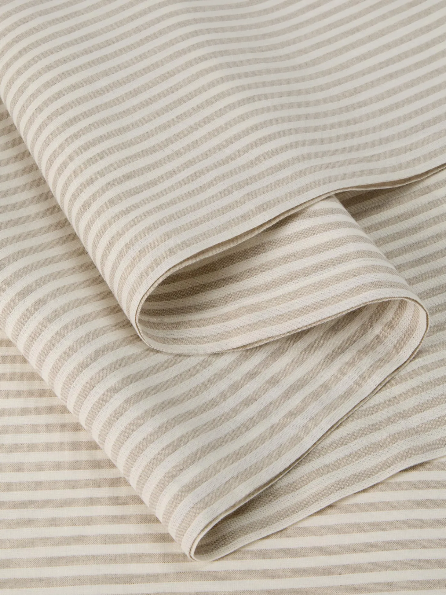 Oatmeal Stripe Linen Blend Table Runner
