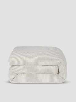 Oatmeal Stripe 100% Linen Duvet Cover