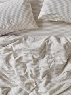 Oatmeal Stripe 100% Linen Duvet Cover