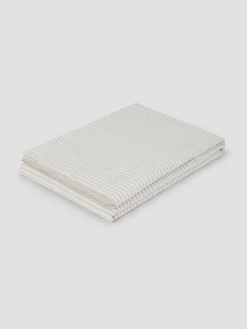 Oatmeal Stripe 100% Linen Flat Sheet