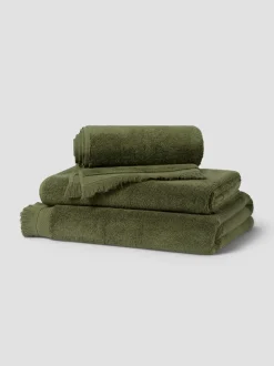 Olive Green Fringe Edge Cotton Towels