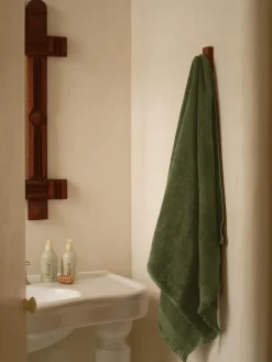 Olive Green Fringe Edge Cotton Towels