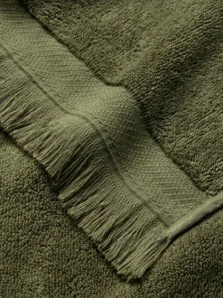 Olive Green Fringe Edge Cotton Towels