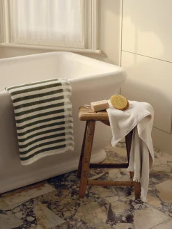 Olive Green Pembroke Stripe Cotton Towels