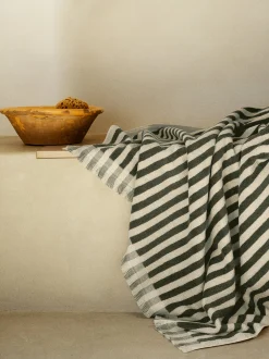 Olive Green Pembroke Stripe Cotton Towels
