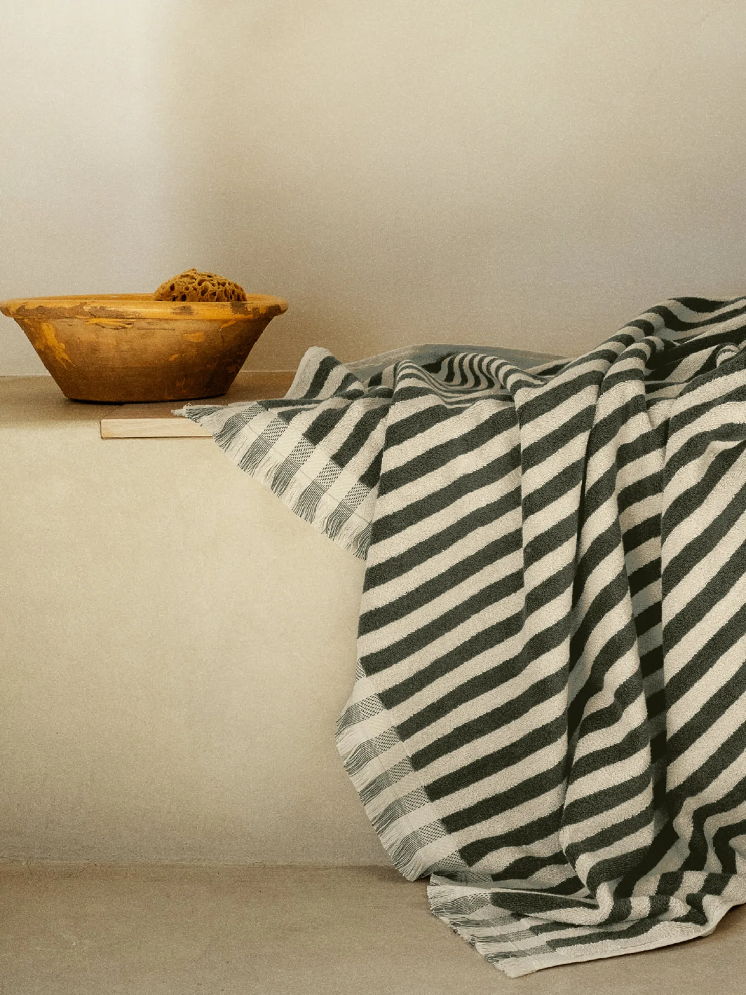 Olive Green Pembroke Stripe Cotton Towels
