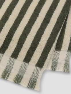 Olive Green Pembroke Stripe Cotton Towels