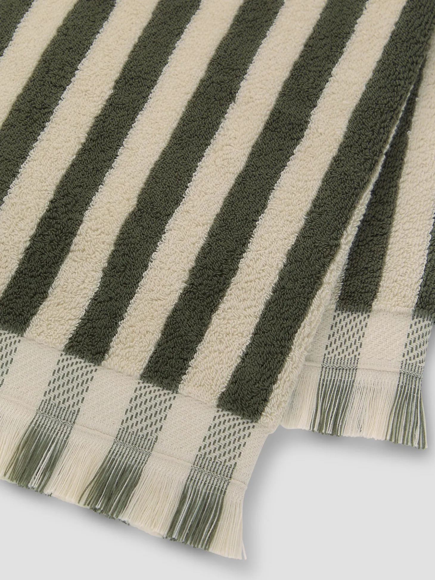 Olive Green Pembroke Stripe Cotton Towels