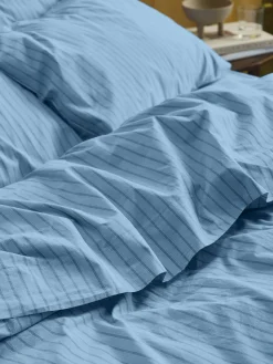 Pale Blue Favorite Shirt Stripe Cotton Flat Sheet