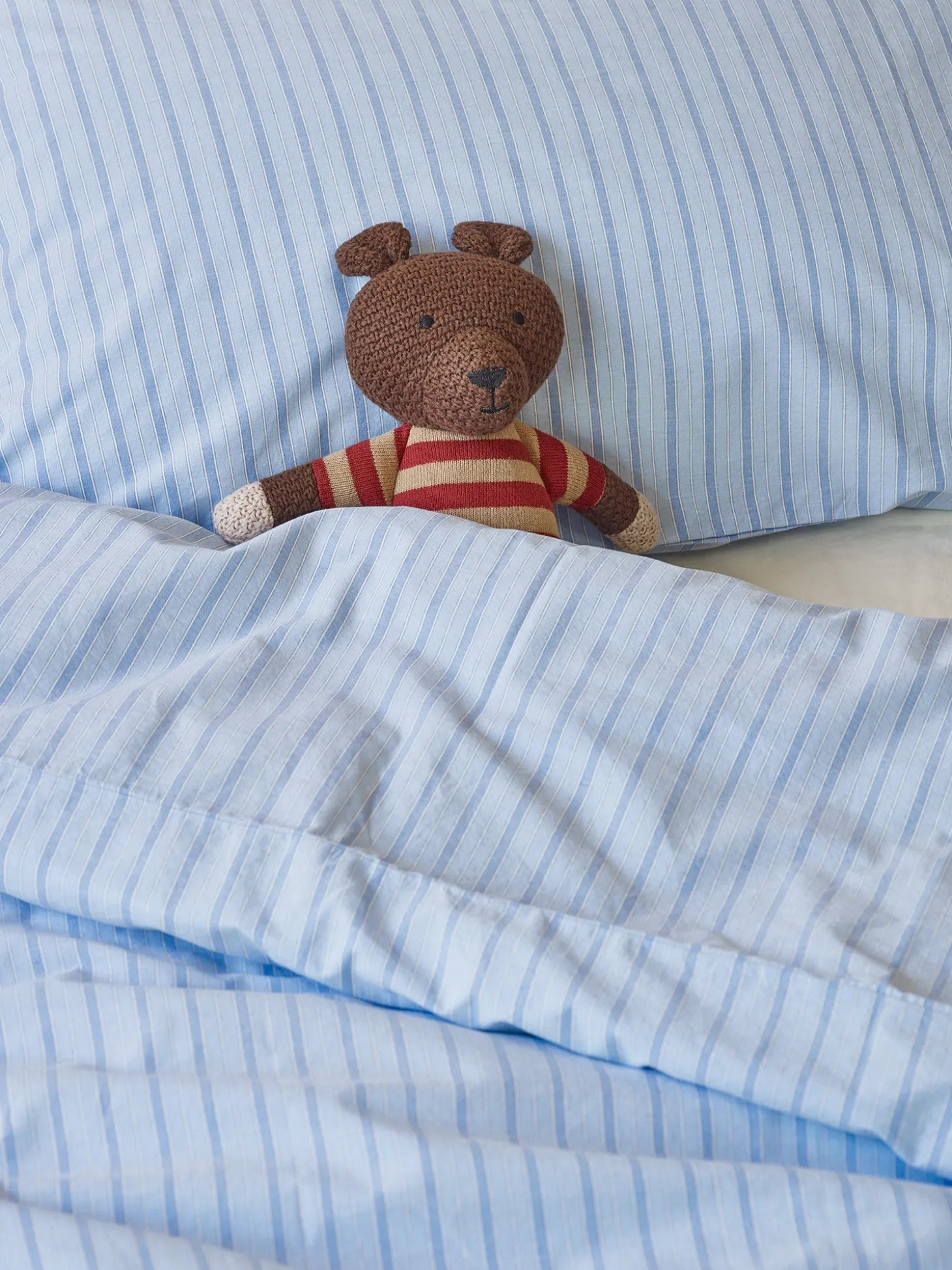Pale Blue Favorite Shirt Stripe Kids Cotton Bedding Set