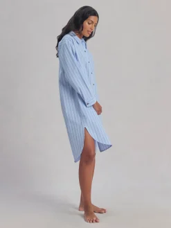 Pale Blue Favorite Shirt Stripe Cotton Nightshirt