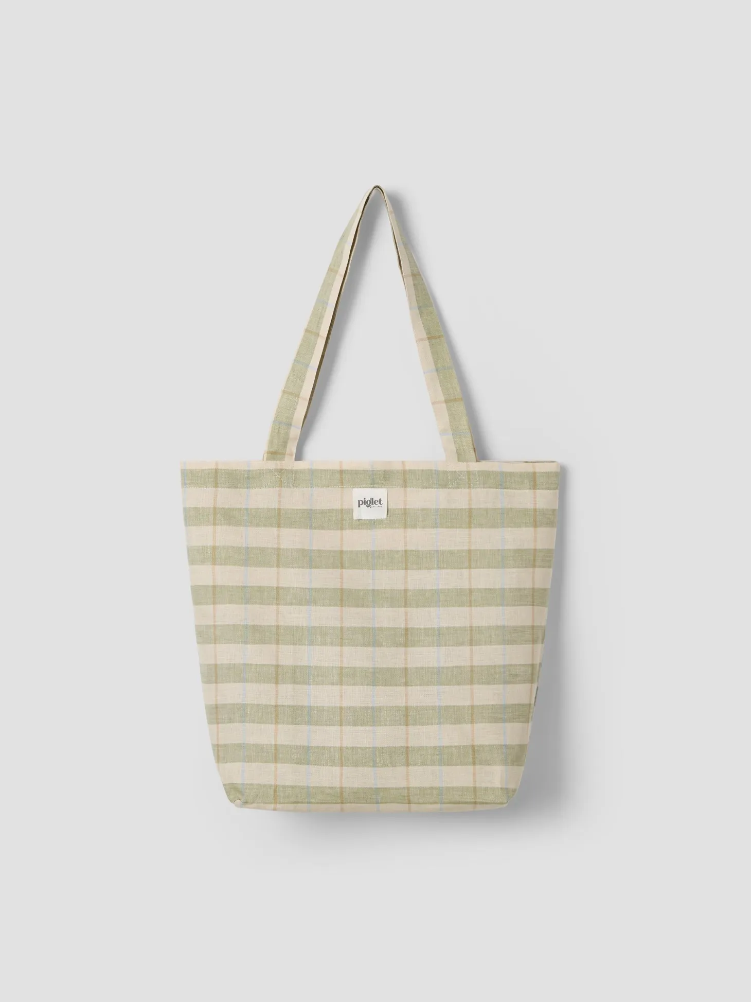 Pear Check Stripes 100% Linen Tote Bag