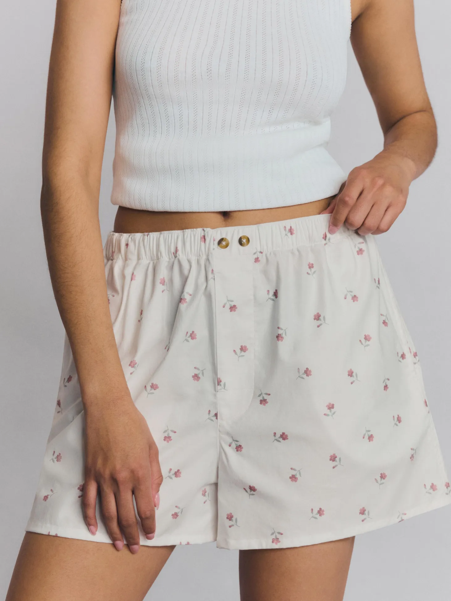 Pearl Posy Bud Cotton Boxer Shorts