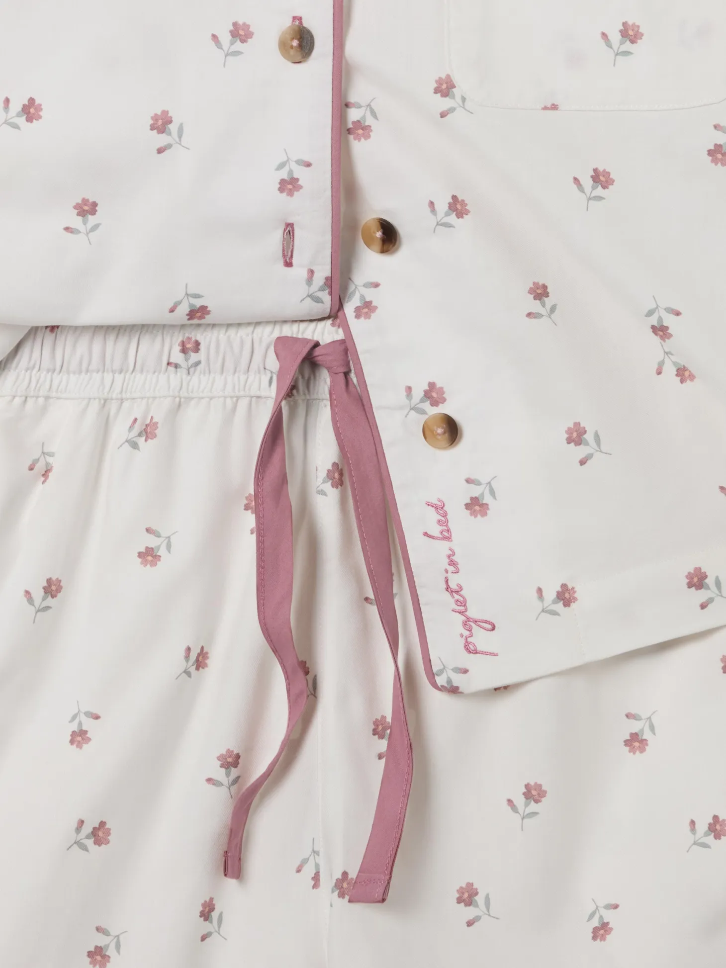 Pearl Posy Bud Cotton Shorts Set