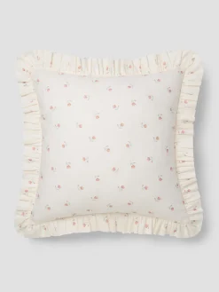 Pearl Posy Bud Frill Linen Blend Filled Cushion