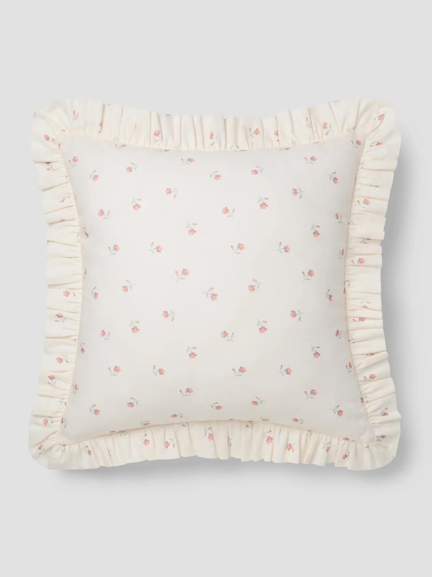 Pearl Posy Bud Frill Linen Blend Filled Cushion