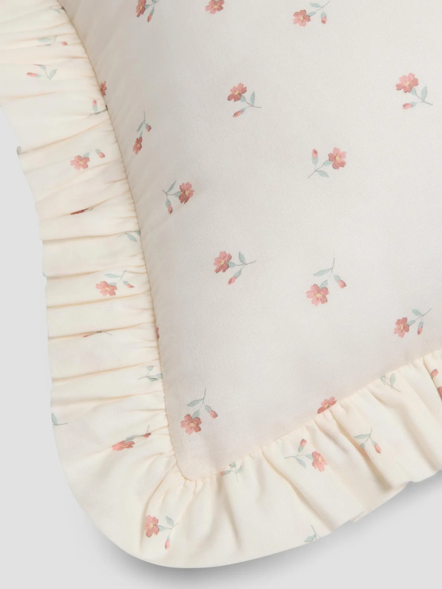 Pearl Posy Bud Frill Linen Blend Filled Cushion