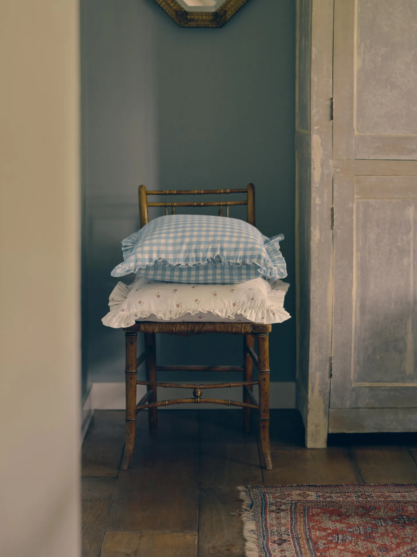 Pearl Posy Bud Frill Linen Blend Filled Cushion