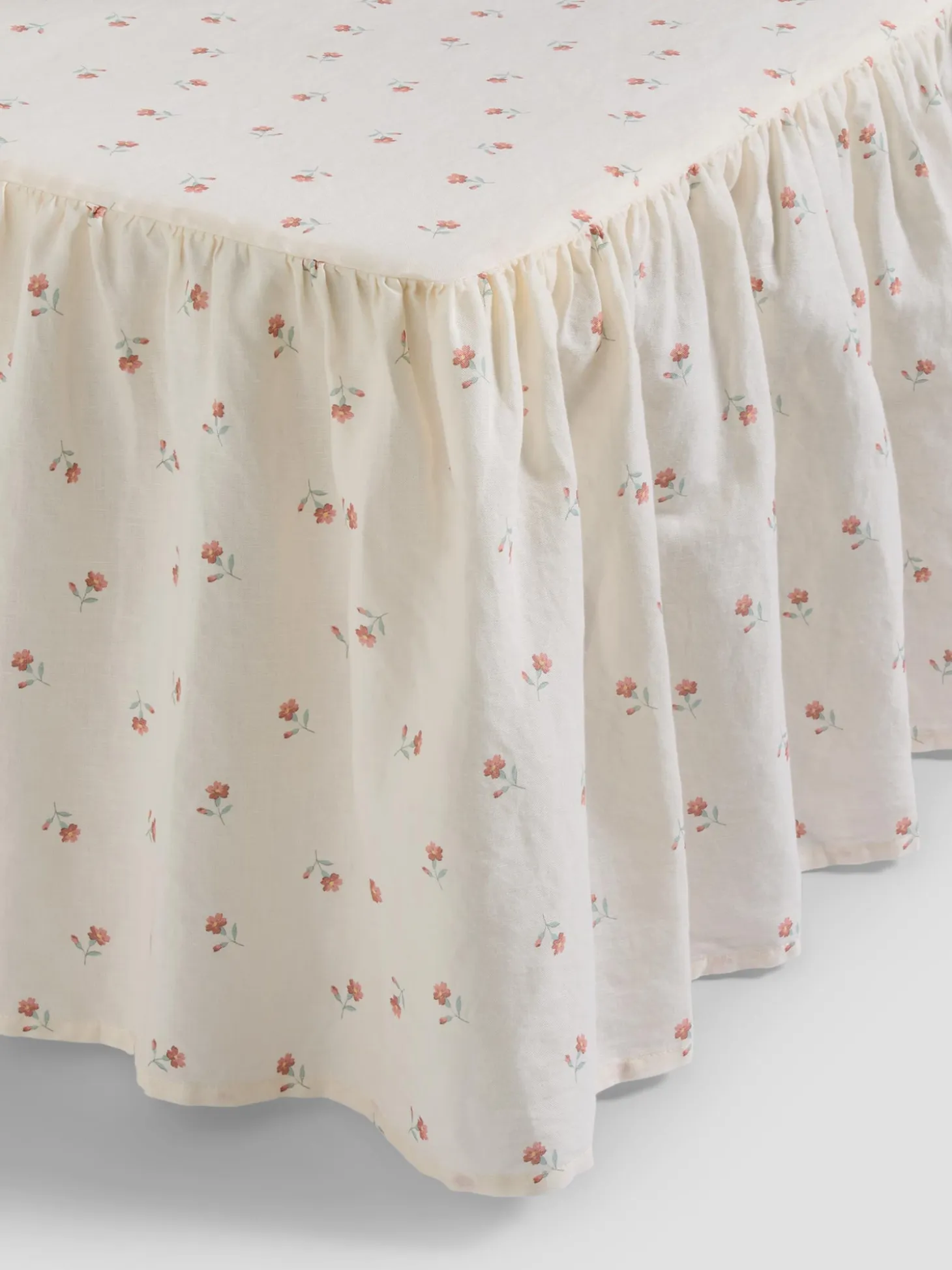 Pearl Posy Bud Linen Blend Bed Skirt