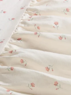 Pearl Posy Bud Linen Blend Bed Skirt